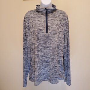 LIDA Collection Blue Half Zip Long Sleeve Pullover Top with Thumb Holes - (L/XL)